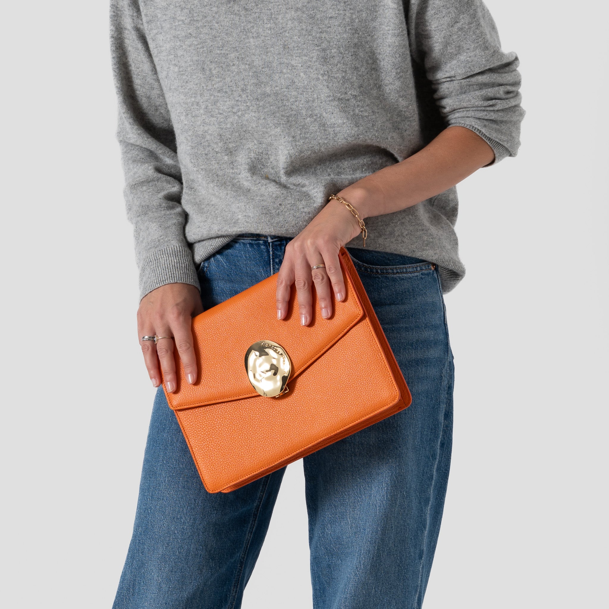 Artémis flat | cuir grainé orange | Edition Limitée