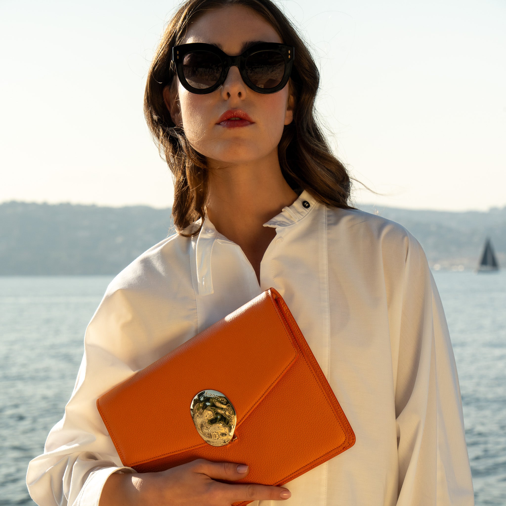 Artémis flat | cuir grainé orange | Edition Limitée