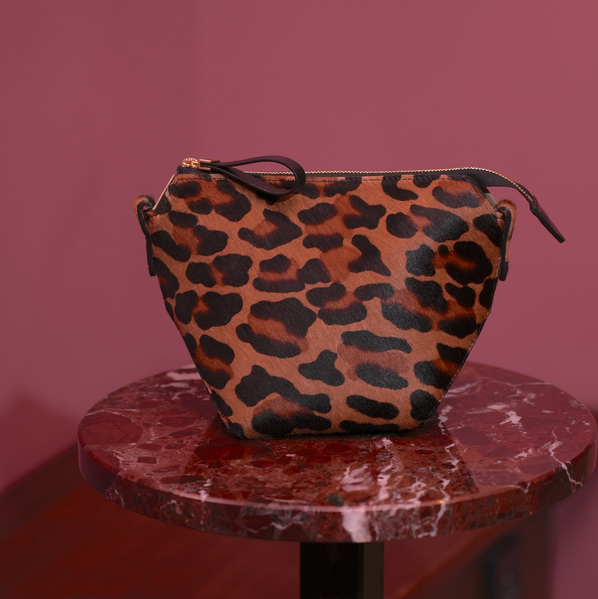 Trousse maquillage | cuir façon poulain léopard