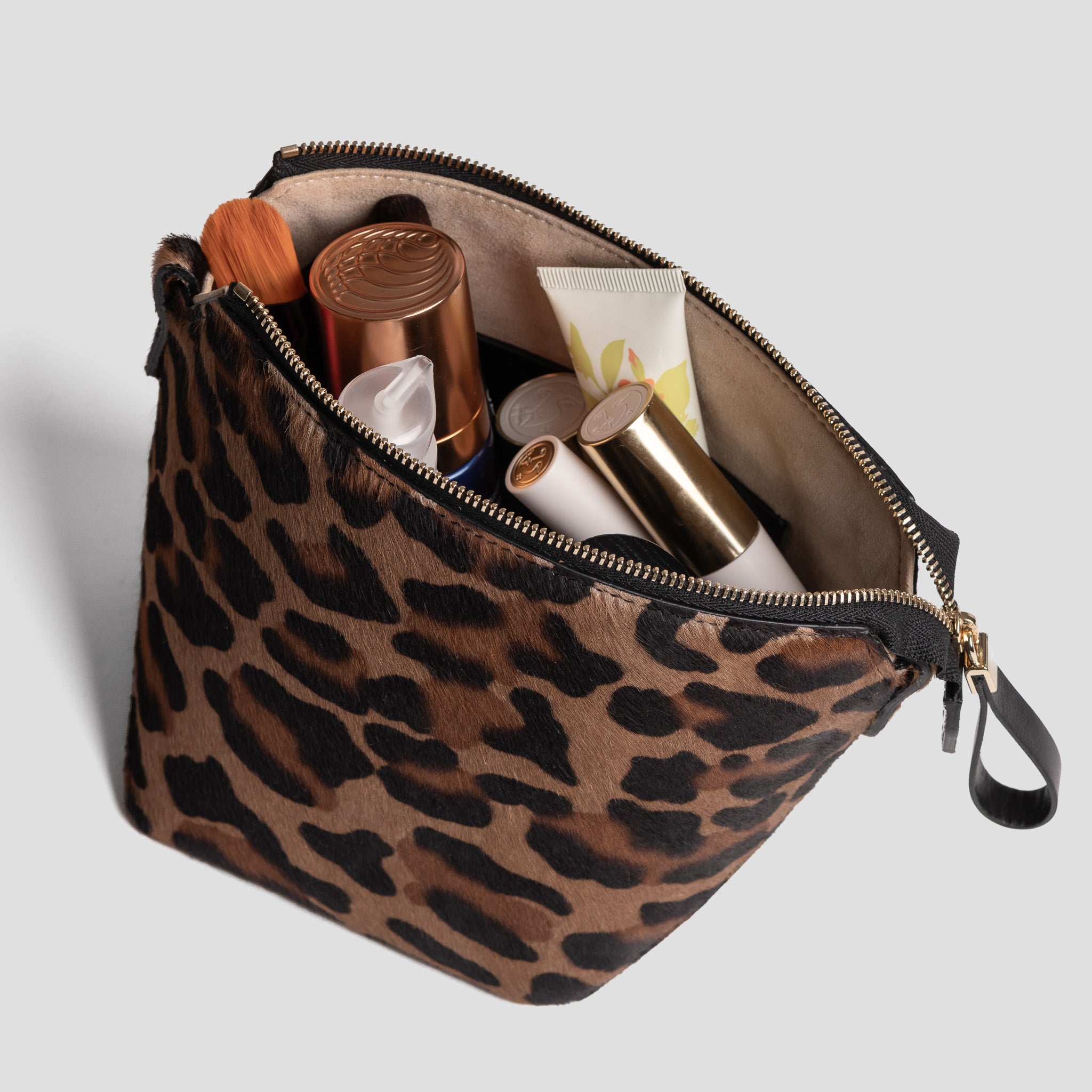 Trousse maquillage | cuir façon poulain léopard