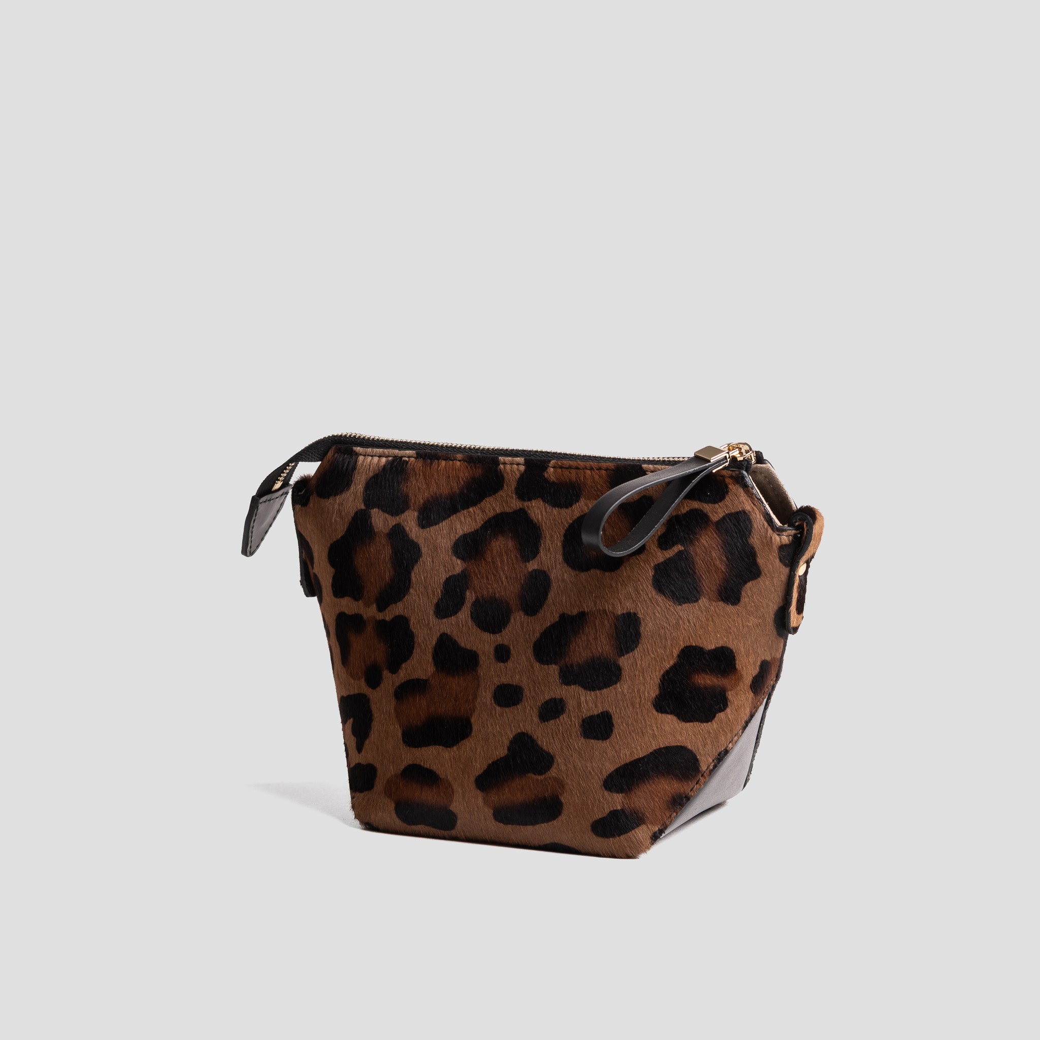 Trousse maquillage | cuir façon poulain léopard