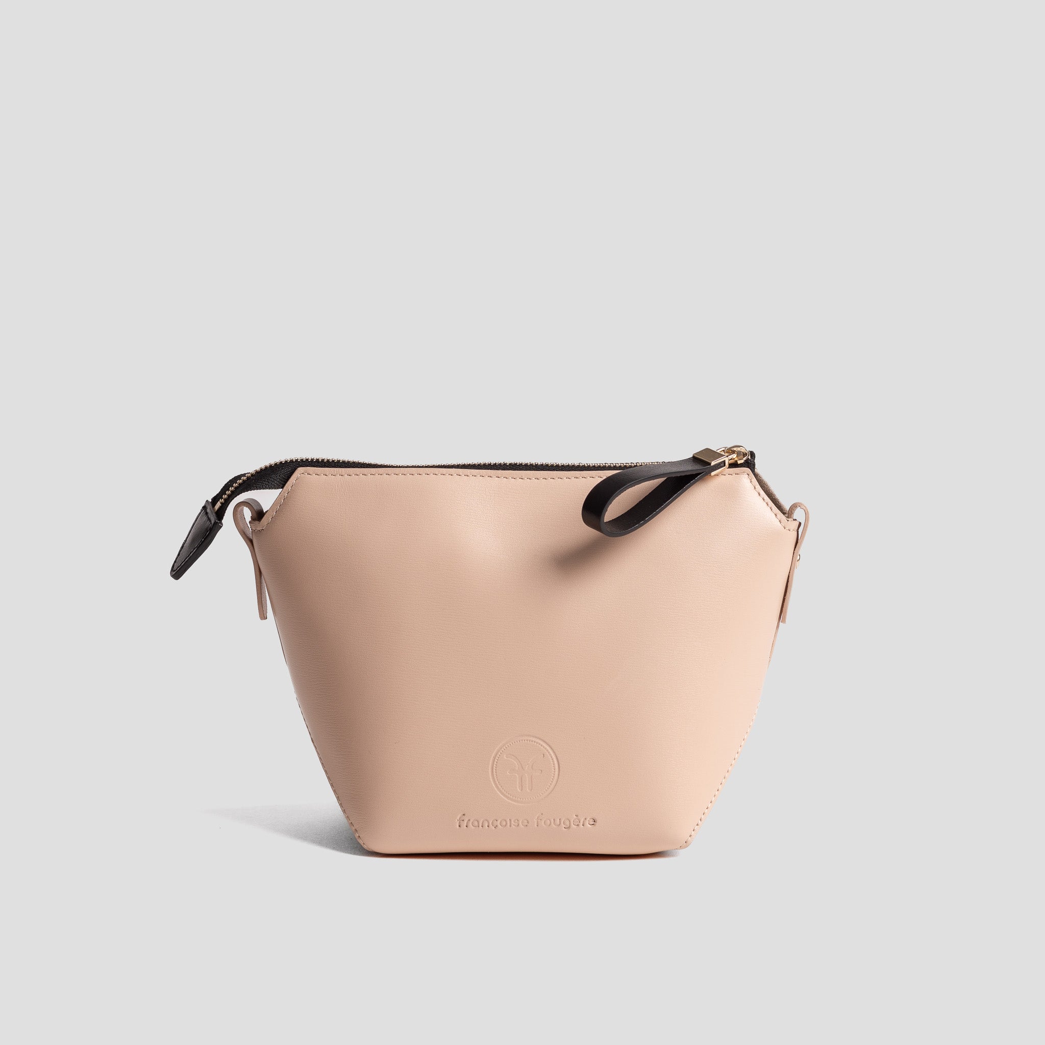 Trousse maquillage | cuir nude et noir