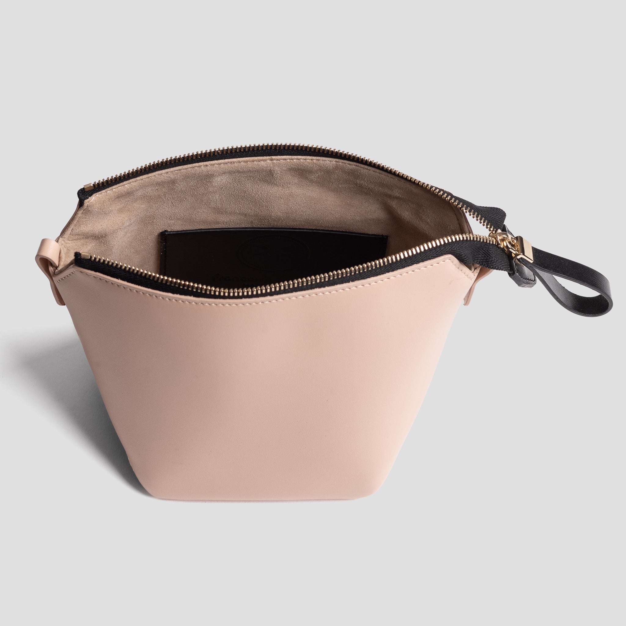 Trousse maquillage | cuir nude et noir