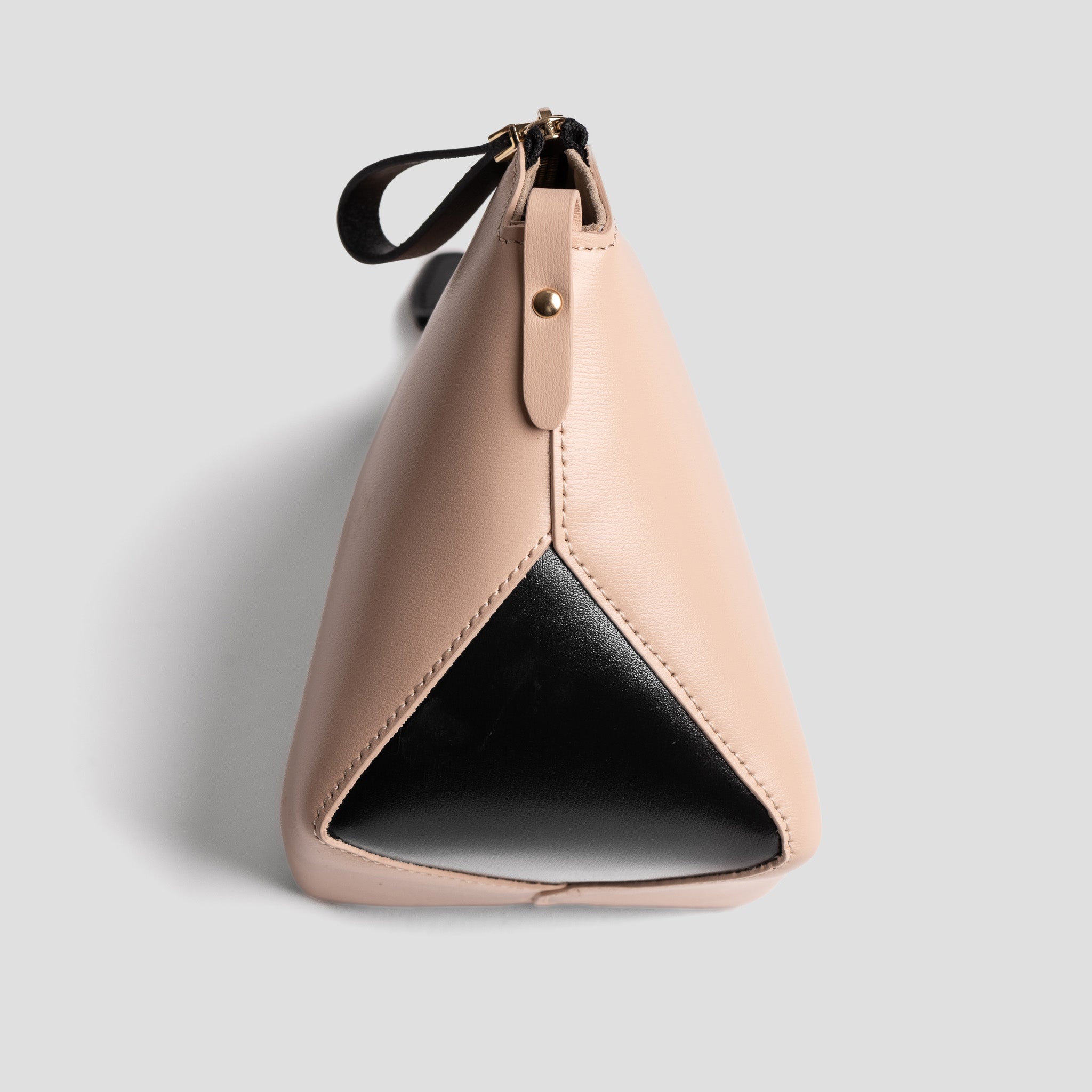 Trousse maquillage | cuir nude et noir