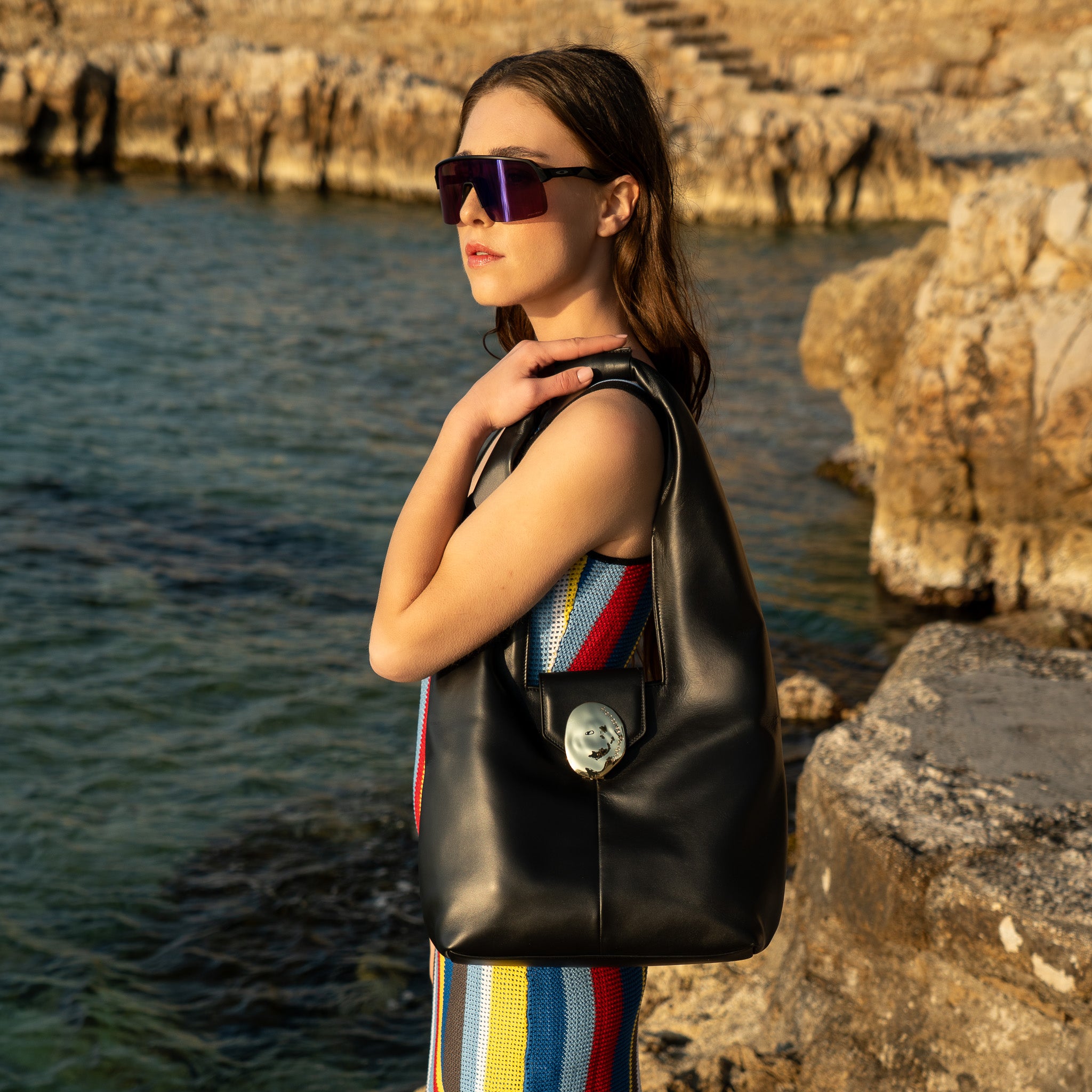 Odette | Hobo cuir lisse noir